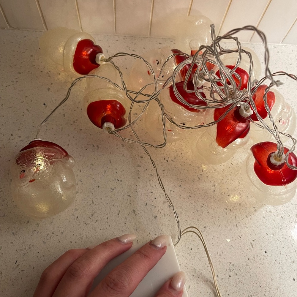 Festive Red and White Santa String Lights